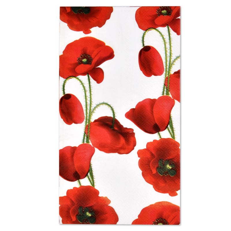 Gift Boutique 100 Poppy Floral Guest Napkins 3 Ply Decorative Hand Napkin Red Poppies Flowers Disposable Paper Towels for Toilet Powder Room Wedding - Image 1
